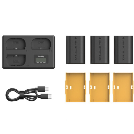 SmallRig 6017 - zestaw ładowarki z trzema akumulatorami Canon LP-E6NH - zawartość zestawu